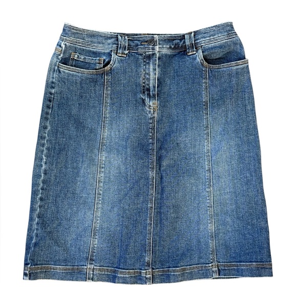 Talbots Dresses & Skirts - Talbots Women's Classic Denim Skirt Size 10 Cotton Blend Stretch Closet Staple
